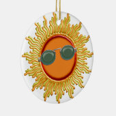 Leuchtender Sun mit Sonnenbrille Keramik Ornament (Rechts)