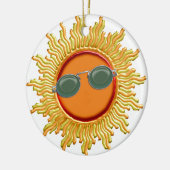 Leuchtender Sun mit Sonnenbrille Keramik Ornament (Links)