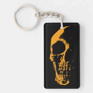 Leuchtender Totenkopf Orange Farbkreation Schlüsselanhänger