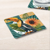 Leuchtender Tukan in tropischer Harmonie Rechteckiger Pappuntersetzer (angewinkelt)