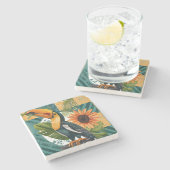 Leuchtender Tukan in tropischer Harmonie Steinuntersetzer (Seitenansicht)