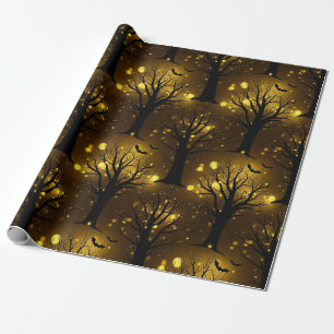 Leuchtender verlassener Wald Bokeh - Nachtbäume Geschenkpapier