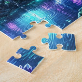 Leuchtender Wald mit See Puzzle (Seite)