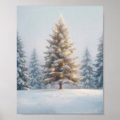 Leuchtender Weihnachtsbaum in ruhiger Landschaft Poster (Vorne)