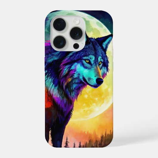 Leuchtender Wolf iPhone Hülle (Rückseite)