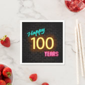 leuchtendes 100 Neonzeichen an der Ziegelwand Serviette (Beispiel)