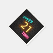 leuchtendes 21 Neonzeichen an der Backsteinwand Serviette (Ecke)