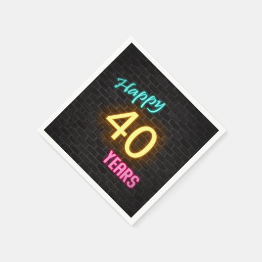 leuchtendes 40 Neonzeichen an der Backsteinwand Serviette (Ecke)