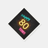 leuchtendes 80 Neonzeichen an der Backsteinwand Serviette (Ecke)
