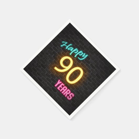 leuchtendes 90 Neonzeichen an der Ziegelwand Serviette (Ecke)