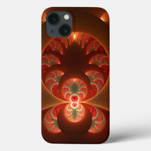 Leuchtendes abstraktes modernes orange-rotes Frakt iPhone 13 Hülle