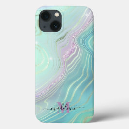 Leuchtendes Aqua Crystal Marble Iridescent Agate C Case-Mate iPhone Hülle