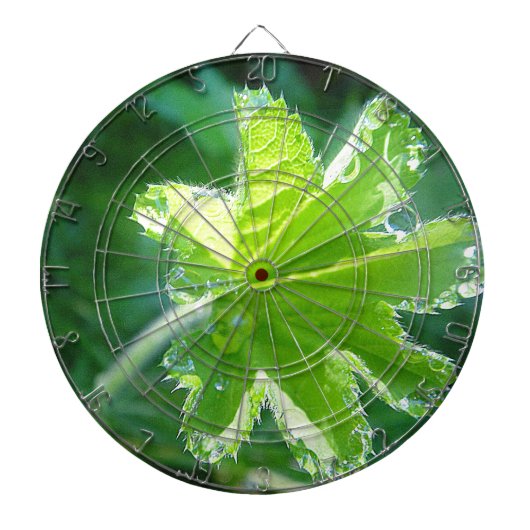 Leuchtendes Blatt mit Wassertropfen Dartscheibe (vorne)