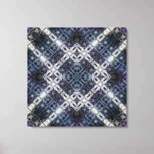 Leuchtendes blau-weißes geometrisches Gitter Leinwanddruck