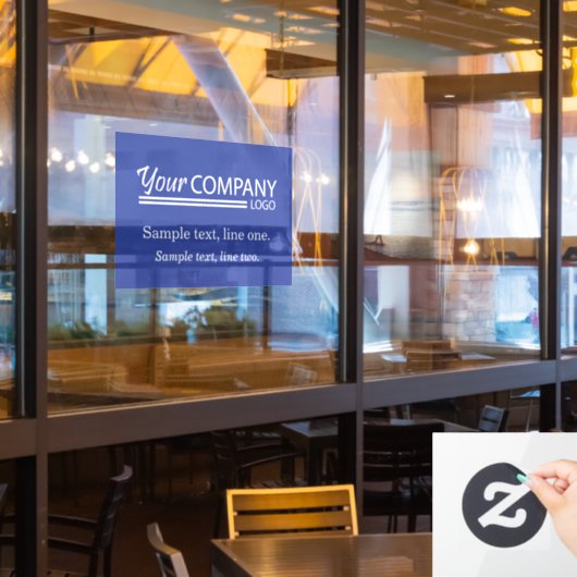 Leuchtendes blaues Firmenlogo - Markenzeichen Fensteraufkleber (Restaurantfenster)