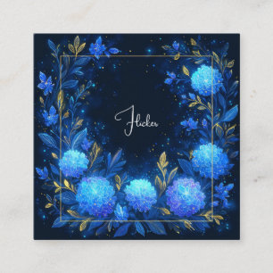 Leuchtendes Blaues Florales Goldenes Himmelsrahmen Quadratische Visitenkarte
