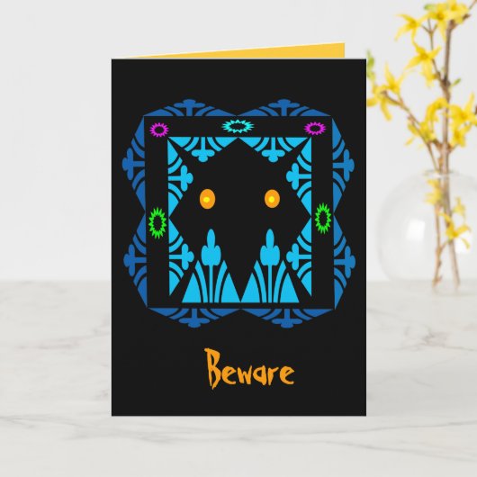 Leuchtendes Eyes Halloween Karte (Gelbe Blume)