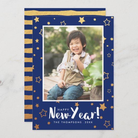 Leuchtendes Foto Neujahrskarte Feiertagskarte (Vorne/Hinten)