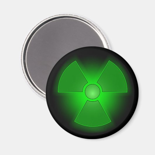 Leuchtendes grün leuchtendes Symbol für Radioaktiv Magnet (Vorderseite/Rückseite)