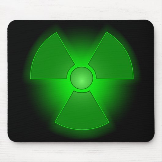 Leuchtendes grün leuchtendes Symbol für Radioaktiv Mousepad (Vorne)