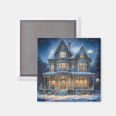 Leuchtendes Haus an einem Weihnachtsabend Magnet (Vorderseite/Rückseite)
