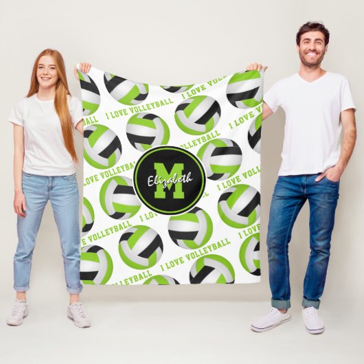 leuchtendes Kalkgrün I Liebe Volleyballtextmuster Fleecedecke (Beispiel)