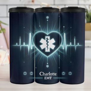 Leuchtendes Medizinisches Herzschlag-Puls-EMT-Desi Thermosbecher