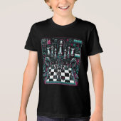 Leuchtendes Neon-Schach-Design T-Shirt Tri-Blend Shirt (Vorderseite)
