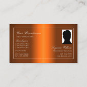 Leuchtendes Orange Silber Dekor mit Logos und Foto Visitenkarte (Rückseite)