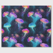 Leuchtendes Quallen-Unterwassermuster Geschenkpapier (Flach)