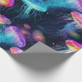 Leuchtendes Quallen-Unterwassermuster Geschenkpapier (Ecke)