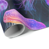 Leuchtendes Quallen-Unterwassermuster Geschenkpapier (Rolleneckpunkt)