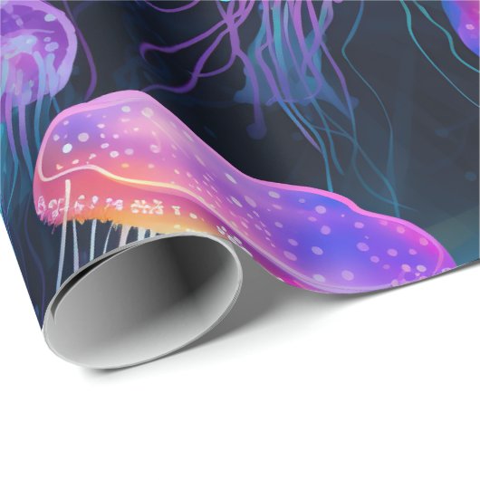 Leuchtendes Quallen-Unterwassermuster Geschenkpapier (Rolleneckpunkt)