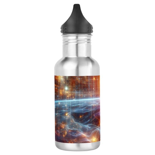 Leuchtendes Quantengitter Edelstahlflasche (Links)
