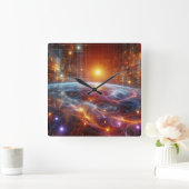 Leuchtendes Quantengitter Quadratische Wanduhr (Zuhause)