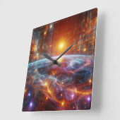 Leuchtendes Quantengitter Quadratische Wanduhr (Winkel)