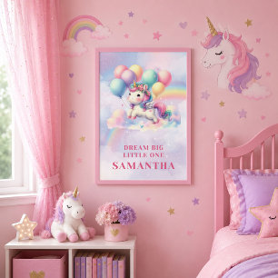 Leuchtendes Regenbogen-Einhorn gerahmte Leinwand K