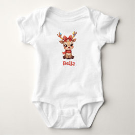 Leuchtendes Rentier-Babymädchen-Body – Benutzerdef Baby Strampler