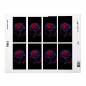 Leuchtendes Rot Blaues Rosen-Dekor (Vorne)
