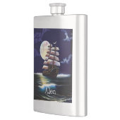 Leuchtendes Schiff auf dem Ozean unter dem Mond Flachmann (Links)