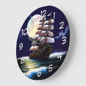 Leuchtendes Schiff auf dem Ozean unter dem Mond Große Wanduhr (Winkel)