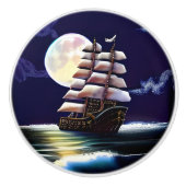 Leuchtendes Schiff auf dem Ozean unter dem Mond Keramikknauf (Vorderseite)