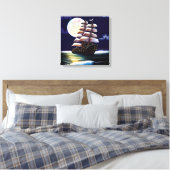 Leuchtendes Schiff auf dem Ozean unter dem Mond Leinwanddruck (Insitu (Schlafzimmer))