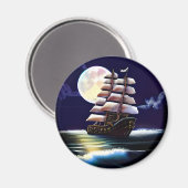 Leuchtendes Schiff auf dem Ozean unter dem Mond Magnet (Vorderseite/Rückseite)