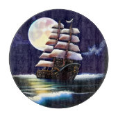 Leuchtendes Schiff auf dem Ozean unter dem Mond Schneidebrett (Vorderseite)