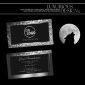 Leuchtendes silberfarbenes Glitzer-Logo Schwarz El Visitenkarte