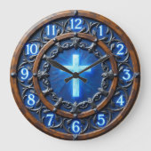Leuchtendes Strahlenkreuz Große Wanduhr (Vorderseite)