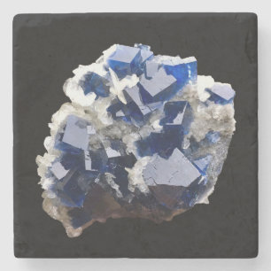 Leuchtendes Tiefblaues Fluorit Kristallcluster Erd Steinuntersetzer