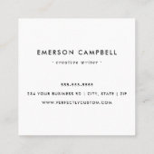 Leuchtendes, weißes Grenzzeichen - minimales Logo Quadratische Visitenkarte (Rückseite)