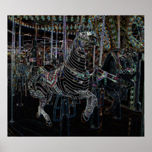 Leuchtendes Zebra Poster